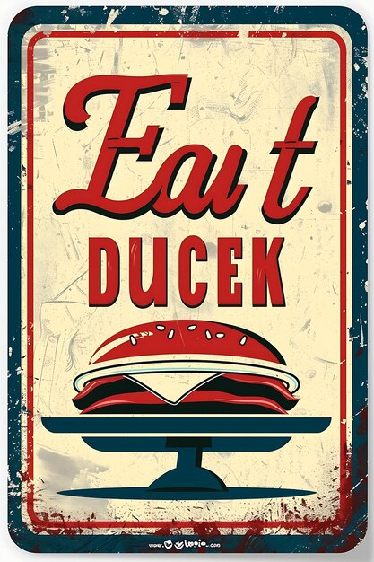 Photo conception d'une carte postale de restaurant rétro avec une bordure de signe rétro manger dans le rétro t concept idea art créatif