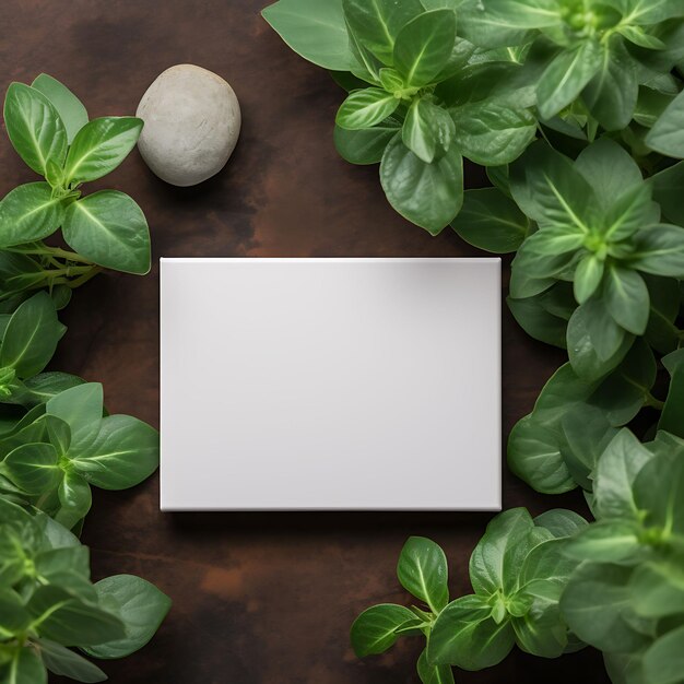 Conception de carte de visite minimaliste avec fond blanc vierge pour une séance photo créative et vue de dessus