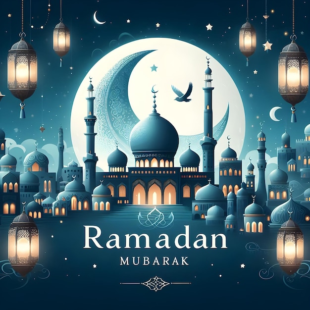 Photo conception d'une carte de vœux pour le ramadan
