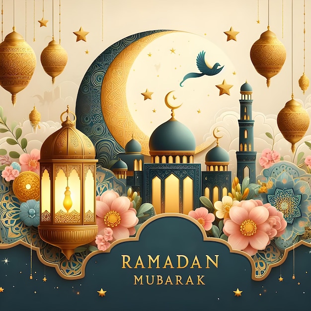 Photo conception d'une carte de vœux pour le ramadan
