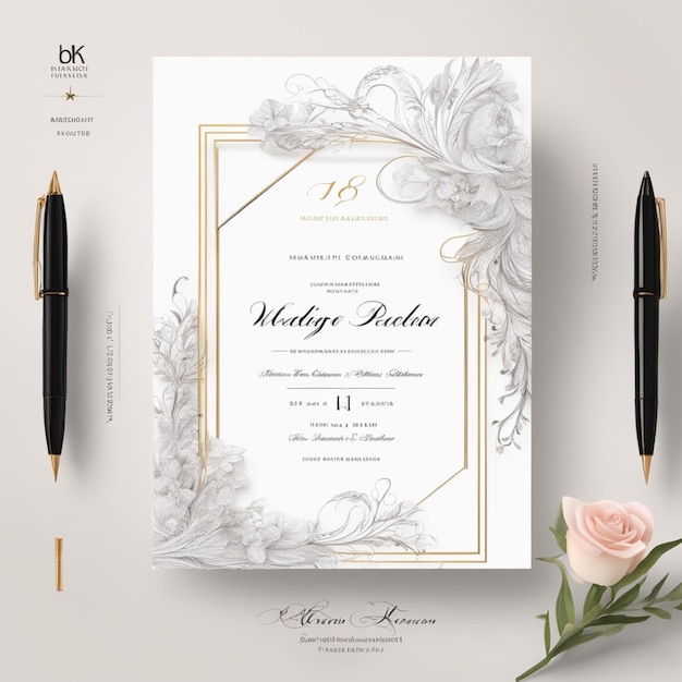 conception de cartes d'invitation de mariage professionnelles créatives minimalistes