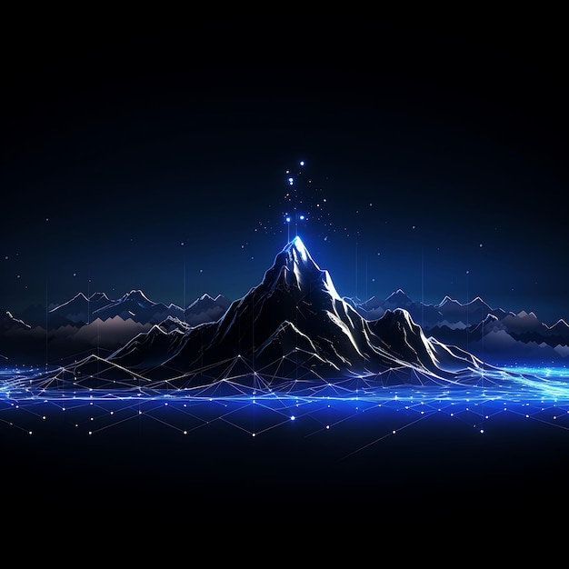 Conception de la chaîne de montagnes Serene Blue Peaks Neon Lines Eagles Peaks Neo Clipart Tshirt Design Glow