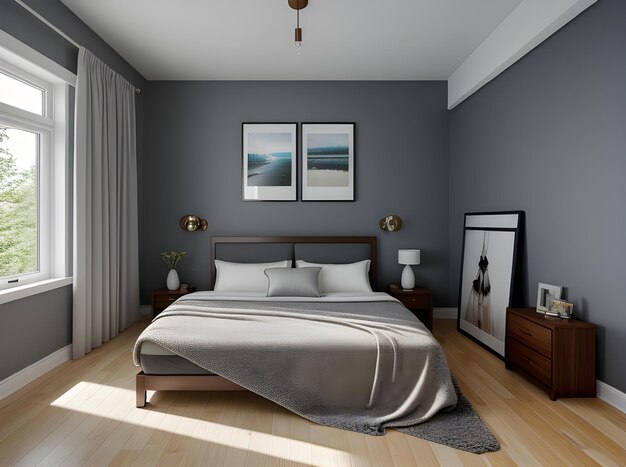 conception de chambre à coucher ultra réaliste prise de vue moyenne hyper détail très détaillé génératif AI généré