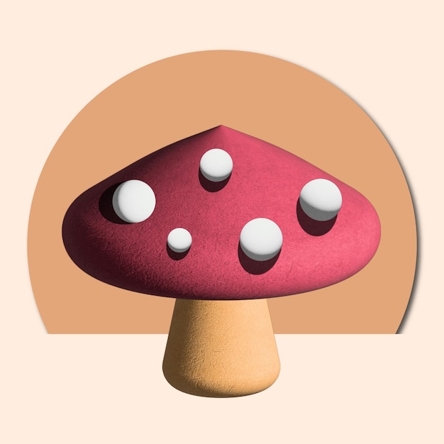 Conception de champignons 3D sur fond beige couleur illustration de rendu 3d