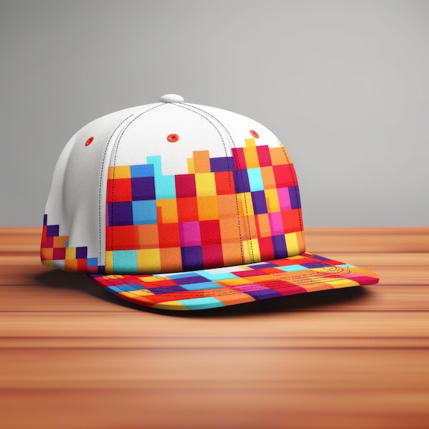 Photo conception de chapeau personnalisé en bloc de pixels colorés avec des détails réalistes