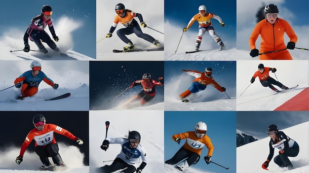 conception de collage de photos de sports d'hiver