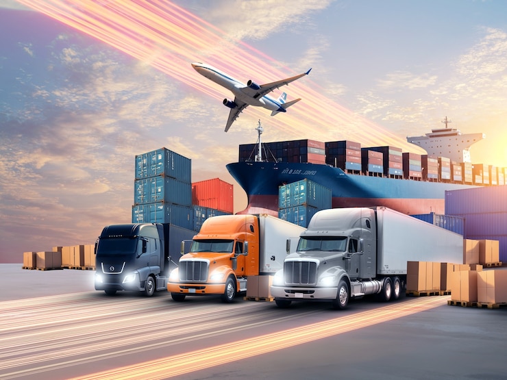 Photo conception de collages pour la logistique et les transports