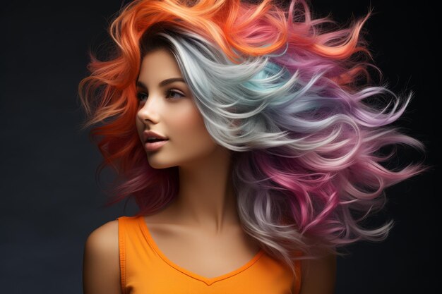 Conception de couleur de cheveux vibrante et unique IA générative