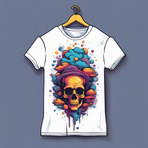 conception de crâne avec fond de couleur conception de crâne avec fond de couleurs conception de t-shirt illustra