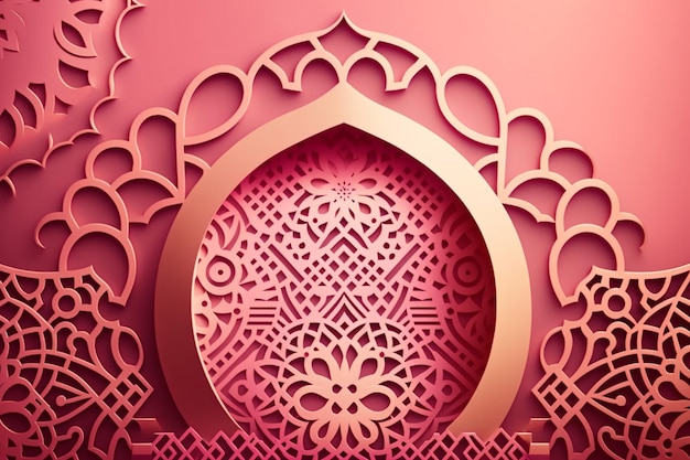 Conception découpée en papier d'une mosquée avec un motif géométrique.