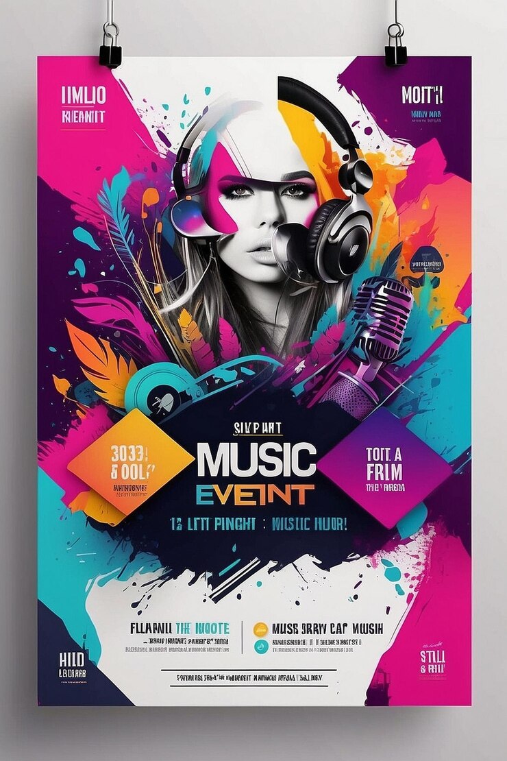 Photo conception d'un dépliant d'événement musical