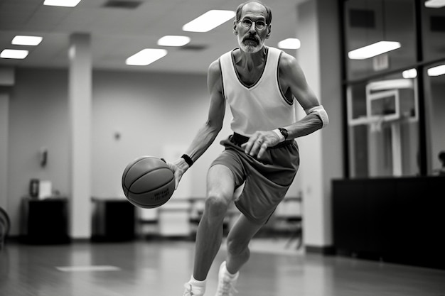 Photo conception du joueur d'exercice de compétition de basket-ball