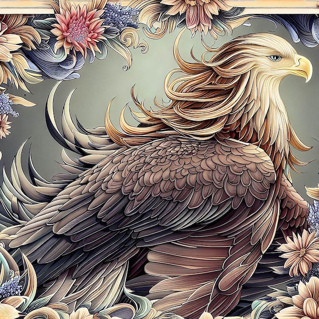 Conception du logo 3D de phoenix avec une illustration d'oiseau aigle