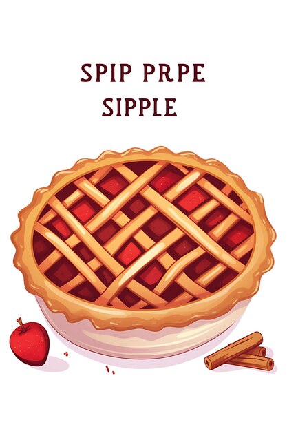 Photo conception du menu de la tarte aux pommes couleur rouge foncé avec des tranches de pommes et de la cannelle plate idées d'art créatif 2d