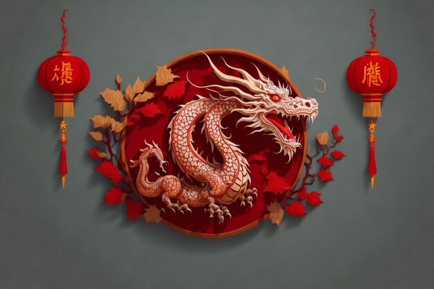 conception du nouvel an chinois fond de conception de dragon en bois année du fond du dragon en bois 2024