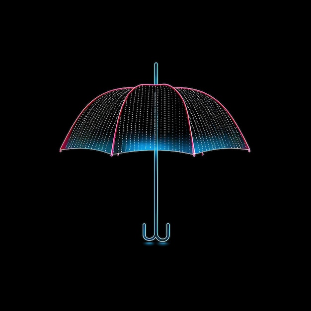 Conception du parapluie Rainy Grey Dotted Neon Lines Décorations de gouttes de pluie S Clipart Tshirt Conception de lueur