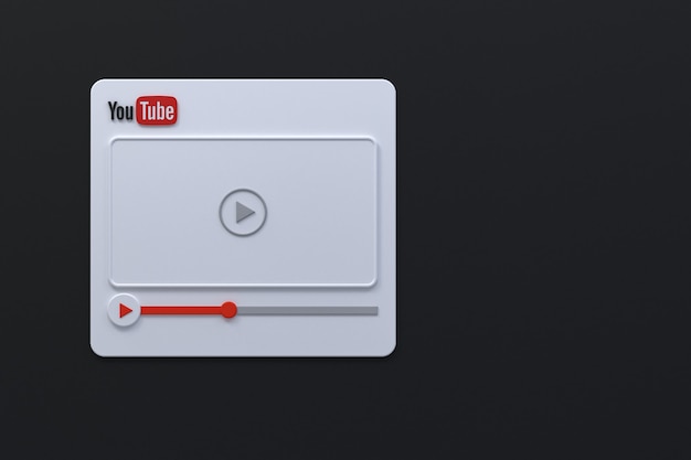 Conception d'écran 3d de lecteur vidéo Youtube ou interface de lecteur multimédia vidéo