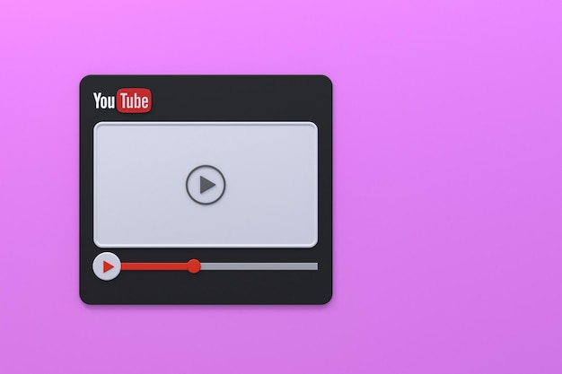 Conception d'écran 3d de lecteur vidéo Youtube ou interface de lecteur multimédia vidéo