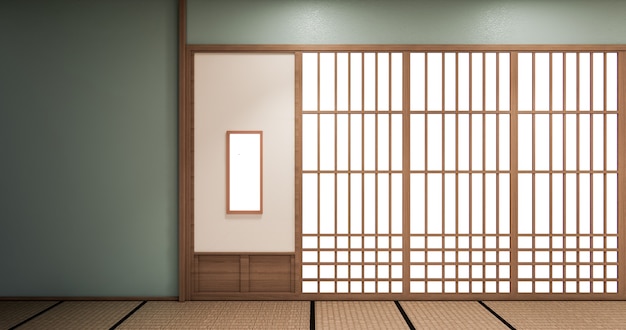 Conception d'étagère de vie cyan dans la chambre design minimaliste de style japonais