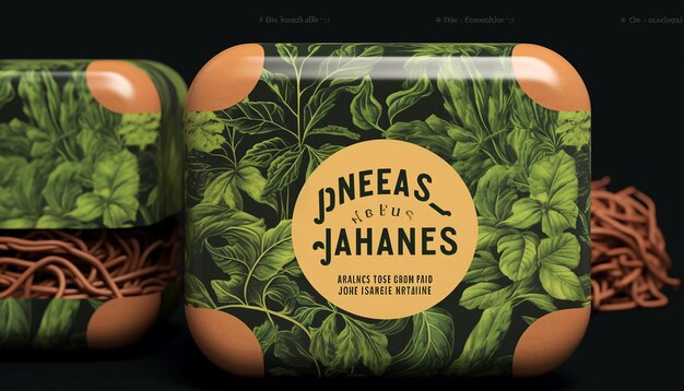 Photo conception d'étiquettes d'emballage de viande végétalienne hachée utilisant des herbes et des feuilles