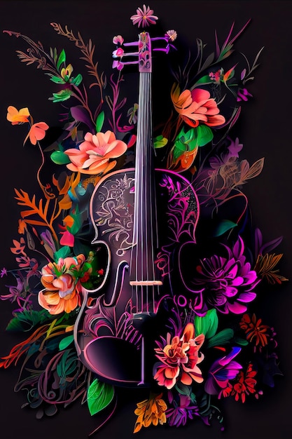 Conception de fantaisie musicale Fleurs étonnantes faites de violon