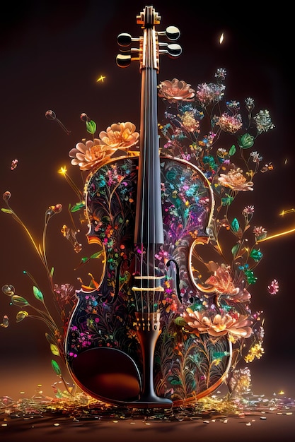 Conception de fantaisie musicale Fleurs étonnantes faites de violon