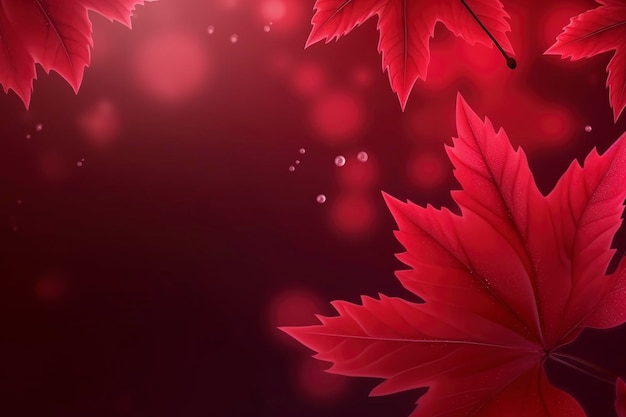 Conception de la fête du canada de fond de feuilles d'érable rouge avec espace de copie générer ai