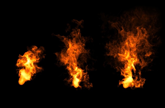 Conception de feu sur fond noir. Fermer. Illustration 3D.