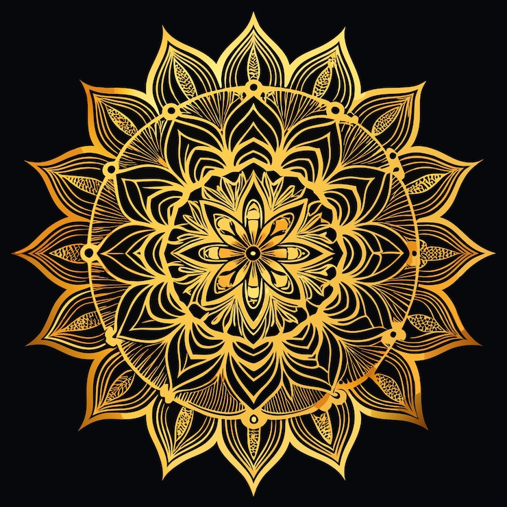 Photo une conception de fleur d'or qui est sur un fond noir