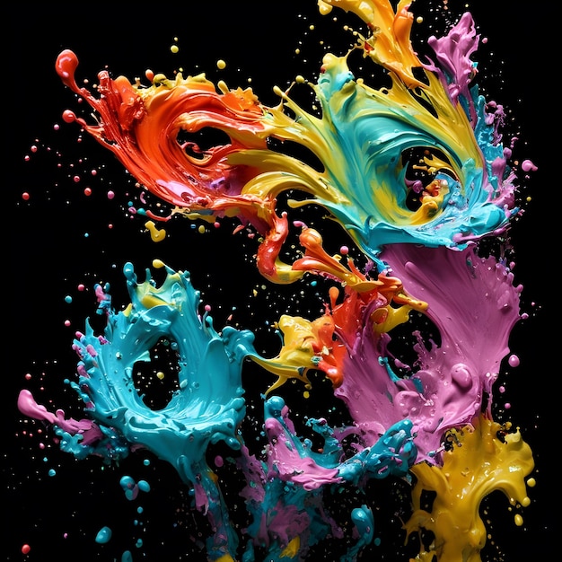 Conception de fond abstrait Éclaboussure de peinture multicolore abstraite Éclaboussures de peinture colorée AI générative