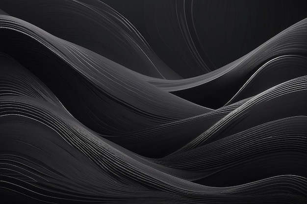 Conception de fond abstrait noir Courbes guillochées de motif de ligne ondulée moderne en couleurs monochromes Texture de bande Premium pour toile de fond d'entreprise de bannière Modèle vectoriel horizontal sombre