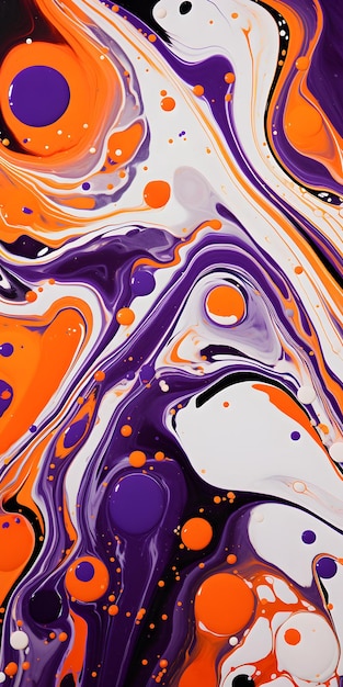 Conception de fond d'art de flux de couleur abstraite orange violet et blanc généré par AI