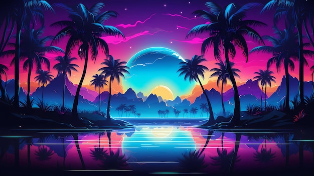 conception de fond de cyberpunk tropical