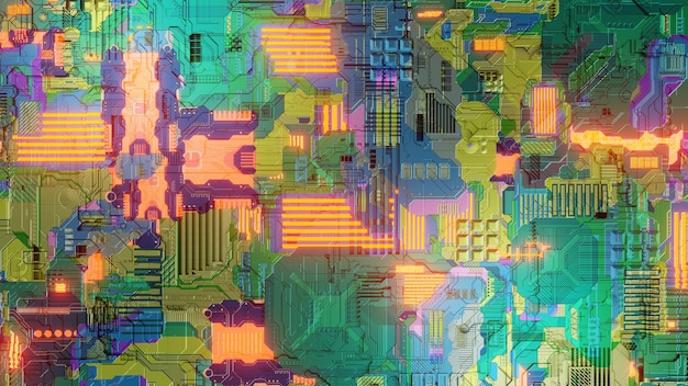 Conception de fond d'écran d'illustration de la technologie du chipset sans soudure de la carte mère