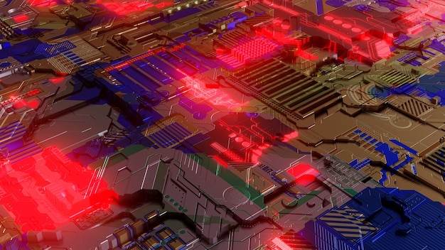 Conception de fond d'écran d'illustration de la technologie du chipset sans soudure de la carte mère