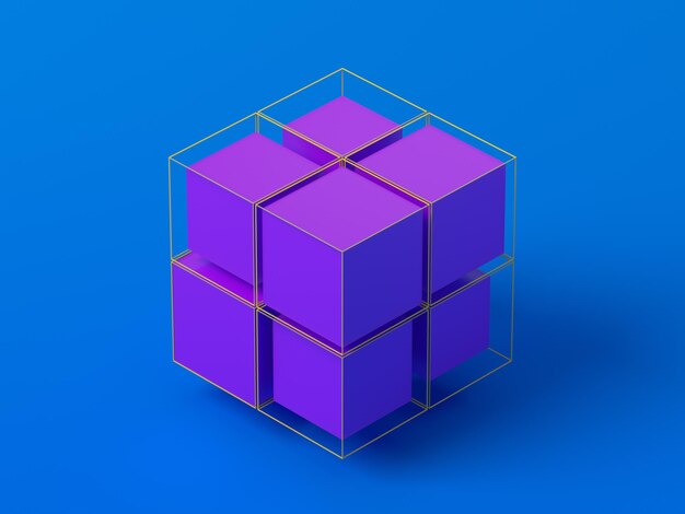 Conception de fond géométrique de rendu 3d abstrait avec des cubes