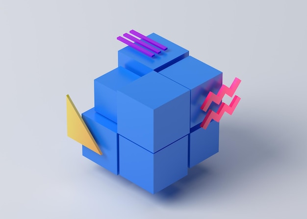 Conception de fond géométrique de rendu 3d abstrait avec des cubes