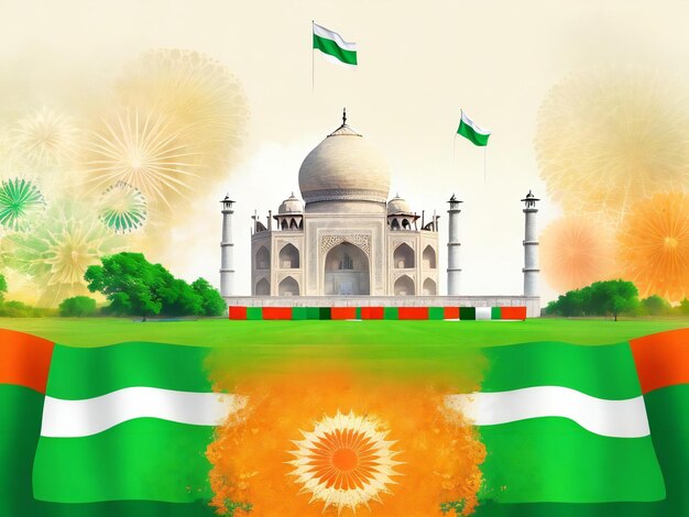 Conception de fond d'illustration de la fête de l'indépendance de l'inde générée par ai