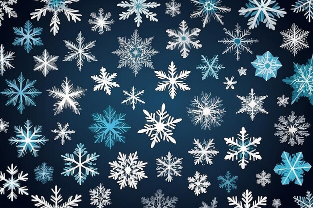 Conception de fond de Noël festif Différents types de flocons de neige Vector