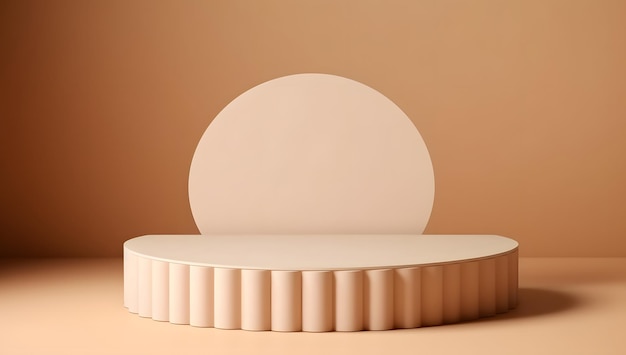 Conception de forme de cylindre de scène de podium de produit beige sur fond transparent ou blanc