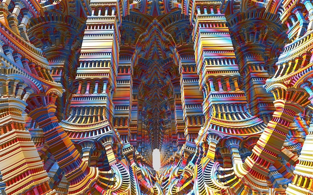 Conception fractale générée par ordinateur abstraite Illustration 3D d'une fractale mathématique infinie
