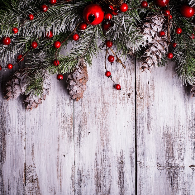 Conception de frontière de Noël avec des pommes de pin couvertes de neige