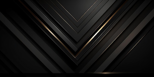 Conception géométrique 3d noire abstraite avec effet doré