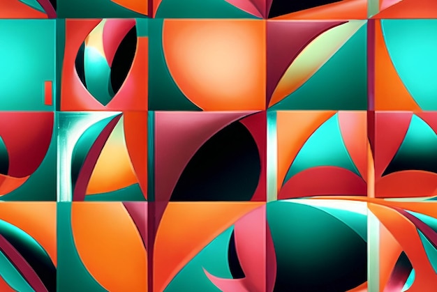 Conception géométrique abstraite aquarelle transparente avec une variété de formes colorées AI générative
