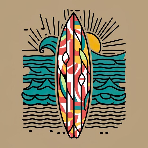 Photo conception graphique de t-shirts de surf