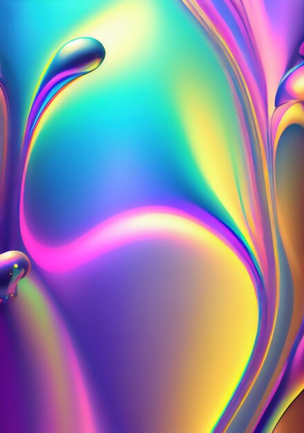 Conception holographique courbes flottantes au néon gouttes d'huile