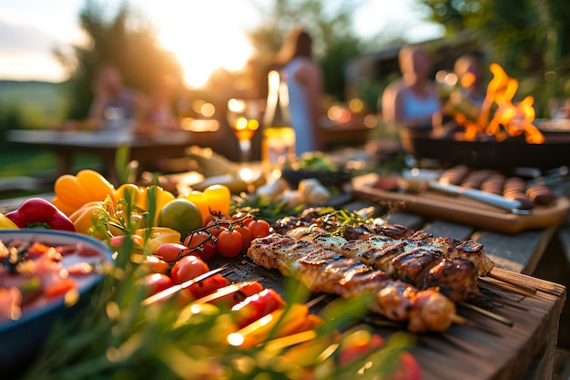 Photo conception horizontale de la fête bbq