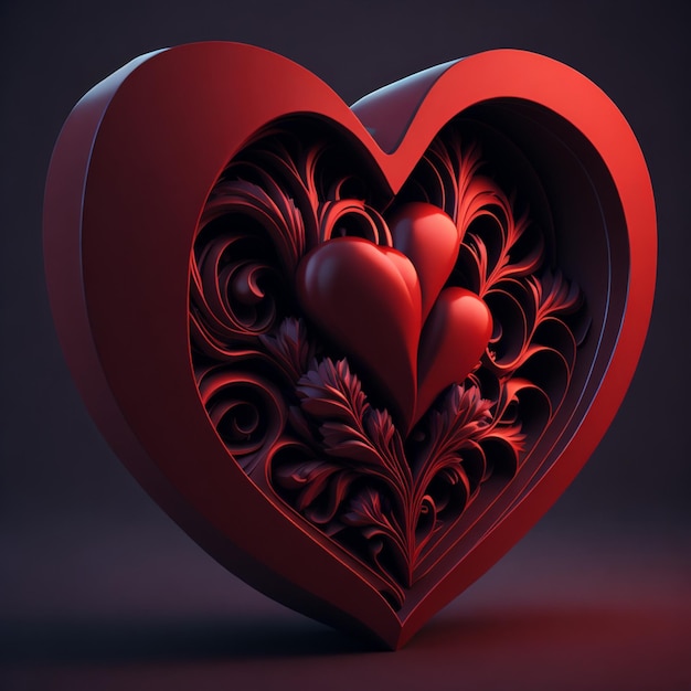 conception d'illustration 3d coeur saint valentin