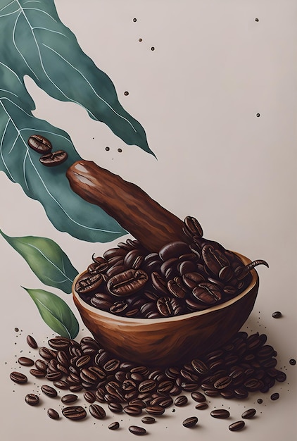 Conception avec illustration aquarelle d'une tasse de café