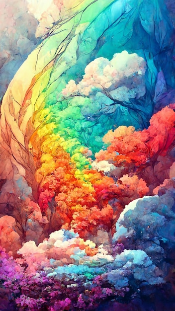 Conception d'illustration de fond arc-en-ciel coloré Illustration 3D